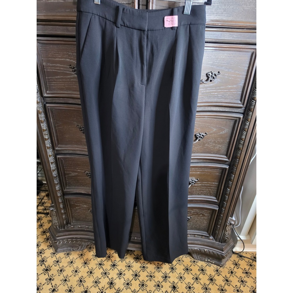 Loft Versa Black Wide Leg Pleated Trousers High Rise Dress Pants Size 2